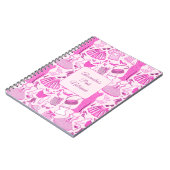 バービーコアピンクとホットピンクのファッションパターン ノートブック (左側)