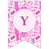 バービーコアピンクとホットピンクのファッションパターン バンティングフラッグ (第2の旗)