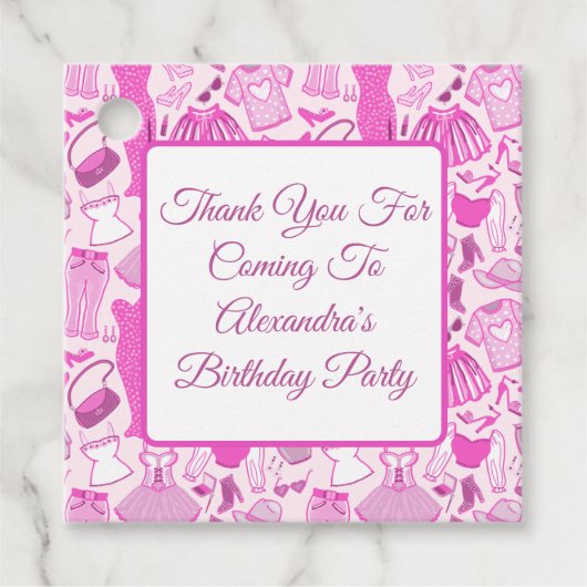 バービーコアピンクとホットピンクのファッションパターン フェイバータグ (正面)