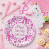 バービーコアピンクとホットピンクのファッションパターン ペーパープレート (パーティー)