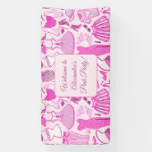 バービーコアピンクとホットピンクのファッションパターン 横断幕 (縦)