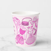 バービーコアピンクとホットピンクのファッションパターン 紙コップ (裏面)