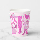 バービーコアピンクとホットピンクのファッションパターン 紙コップ (右)