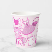 バービーコアピンクとホットピンクのファッションパターン 紙コップ (正面)