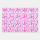 バービーコアピンクとホットピンクファッション ラッピングペーパーシート (正面3)