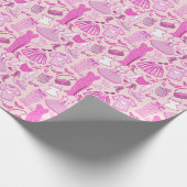 バービーコアピンクとホットピンクファッション ラッピングペーパー (角)