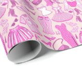 バービーコアピンクとホットピンクファッション ラッピングペーパー (ロールコーナー)