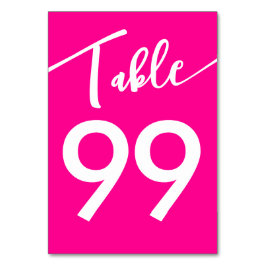 バービーコア熱ピンク白結婚書道 テーブルナンバー
