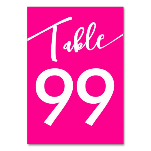 バービーコア熱ピンク白結婚書道 テーブルナンバー (正面)