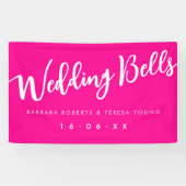 バービーコア熱ピンク白結婚書道 横断幕 (横)