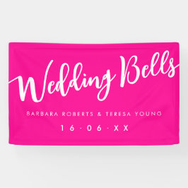 バービーコア熱ピンク白結婚書道 横断幕