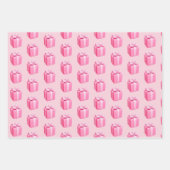 バービーピンククリスマスラッピング紙3枚 ラッピングペーパーシート (正面)