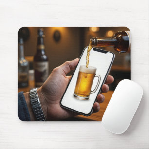 バービールボトル注ぎビール マウスパッド