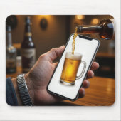 バービールボトル注ぎビール マウスパッド (正面)
