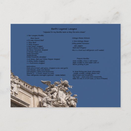 バーブズレイヤードラザニア ポストカード (正面)