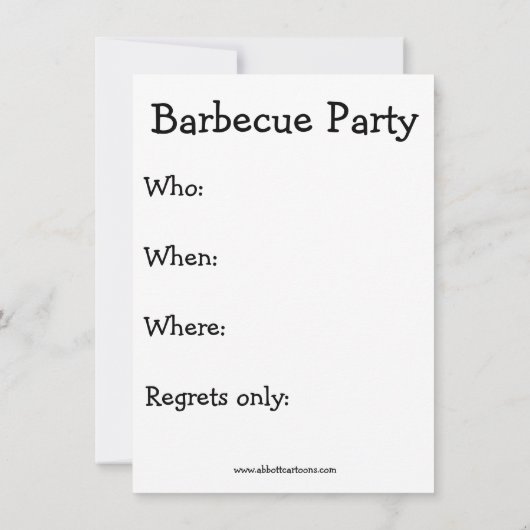 バーベおもしろいキューパーティの招待状 招待状 (裏面)