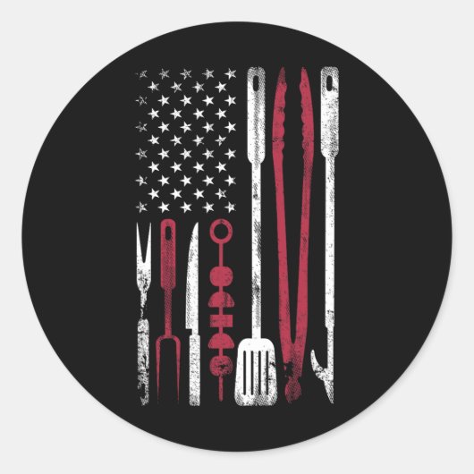 バーベキューおもしろいスモーク米国国旗Bbqツールの7月4日 ラウンドシール (正面)