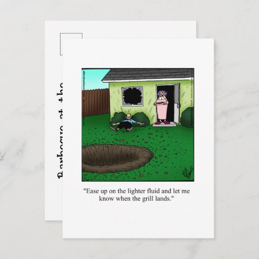 バーベキューおもしろいパーティの招待状はがき インビテーションポストカード (正面/裏面)