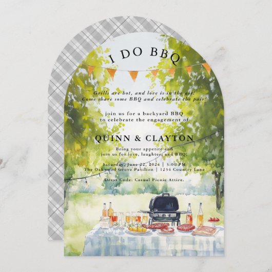 バーベキューでエンゲージメント・セレブレーションしよう 招待状 (正面/裏面)