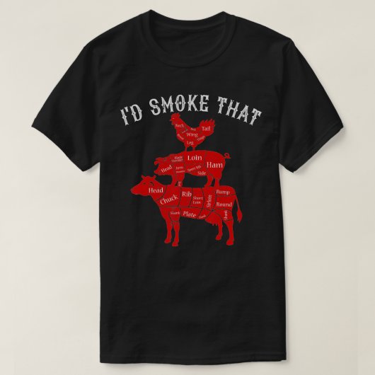 バーベキューでバーベキューを焼くBBQスモーカーギフトのID煙 Tシャツ (デザイン正面)