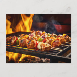 バーベキューで焼いたシャシュリックの串 ポストカード