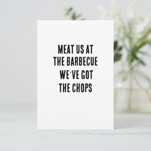 バーベキューで私たちに肉を入れる – 私たちはチョップ得を持っている サンキューカード (スタンド正面)