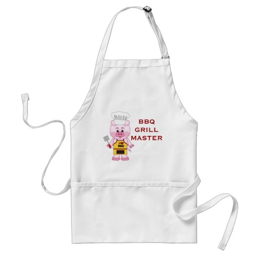 バーベキューのグリルのマスターのおもしろいな漫画のブタBBQ スタンダードエプロン (正面)