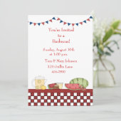 バーベキューのピクニックによって市松模様にされるボーダー 招待状 (スタンド正面)