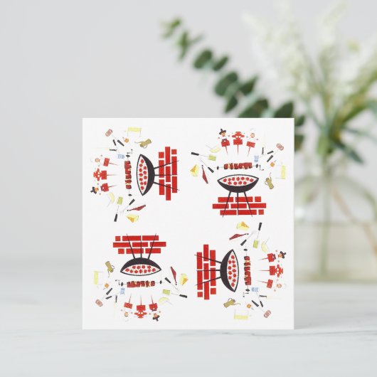 バーベキューの世紀半ばのスタイルのGoogieのレトロの招待状 招待状 (スタンド正面)