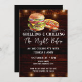 バーベキューの前のグリルと寒い夜 招待状 (正面/裏面)