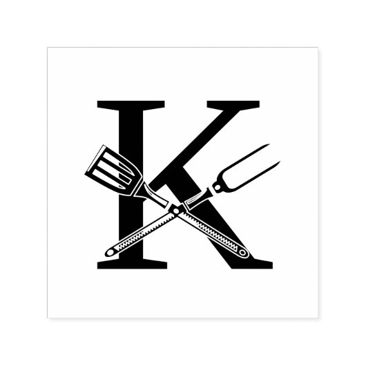 バーベキューの器具独身のはっきりしたイニシャルモノグラム セルフインキングスタンプ (デザイン)