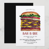 バーベキューの招待状　巨大バーガー 招待状 (正面/裏面)