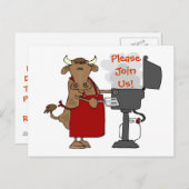 バーベキューの招待状-私達を結合して下さい! インビテーションポストカード (正面/裏面)