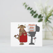 バーベキューの招待状-私達を結合して下さい! インビテーションポストカード (スタンド正面)