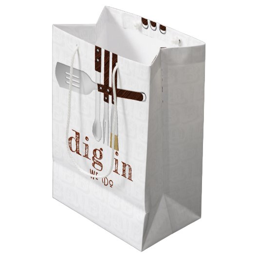 バーベキューの結婚式 ミディアムペーパーバッグ (正面アングル)