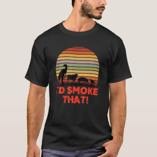 バーベキューの肉の喫煙者が恐竜を焼いているのを吸う Tシャツ