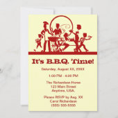 バーベキューの調理師の赤およびクリームの家族 招待状 (正面)