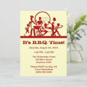 バーベキューの調理師の赤およびクリームの家族 招待状 (スタンド正面)