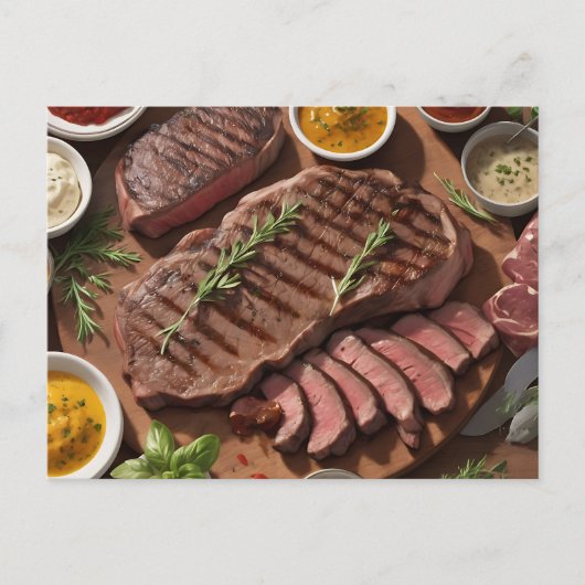 バーベキューの食材をクローズアップ ポストカード (正面)