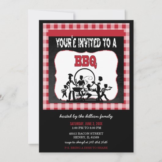 バーベキューへの招待されました |バーベキュー招待状 招待状 (正面)