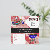 バーベキューやバーベキューおもしろいカスタマイズパーティの招待状だ! 招待状 (スタンド正面)