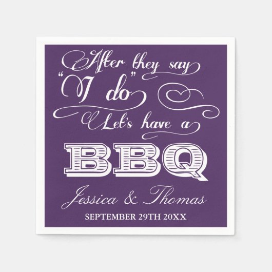 バーベキューをしようって言われたら！-パープル スタンダードカクテルナプキン (正面)