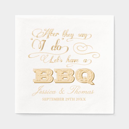 バーベキューをしようって言われたら! 箔ナプキン (正面)