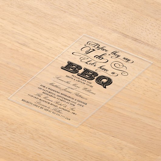 バーベキューをしようって言われる前に！ アクリル招待状 (レイダウン)