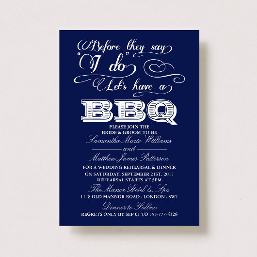 バーベキューをしようって言われる前に!-ネイビーブルー 招待状