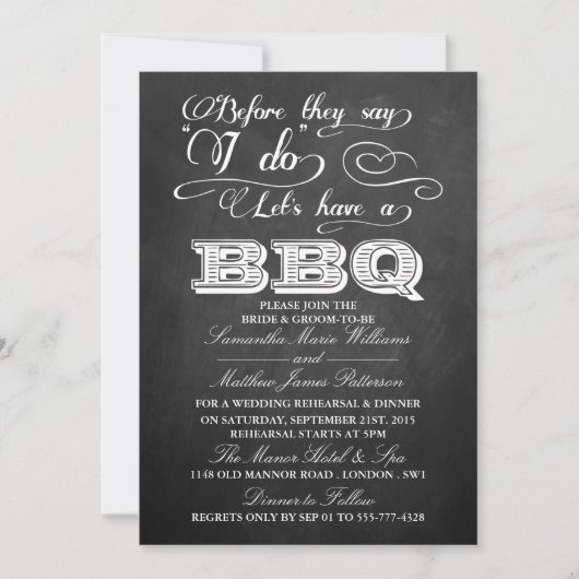 バーベキューをしようって言われる前に! – 黒板 招待状 (正面)