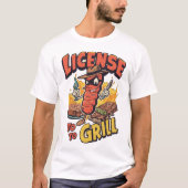 バーベキューを笑顔で!バーベキューパロディ Tシャツ (正面)