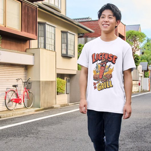 バーベキューを笑顔で!バーベキューパロディ Tシャツ
