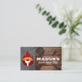 バーベキューウッド | 料理ツールソーセージの火のロゴ 名刺 (スタンド正面)