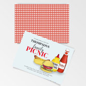 バーベキューカジュアルピクニックファミリー懇親会ハンバーガー 招待状